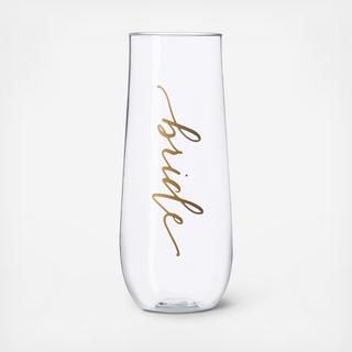 Bride Durable Plastic Stemless Champagne Glass
