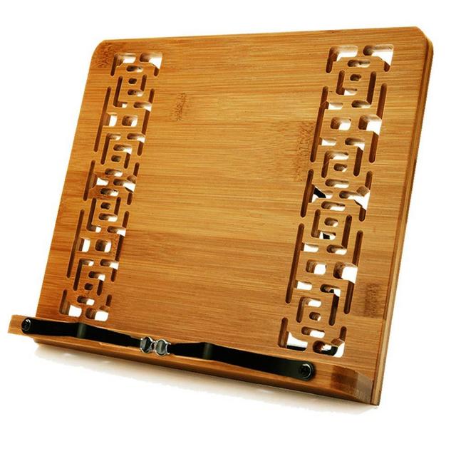 wishacc Large Size bamboo book stand and cookbook holders for reading hands free