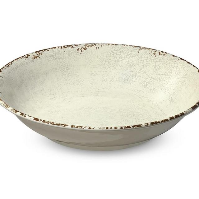 Rustic Outdoor Melamine Serving Bowl, Ivory