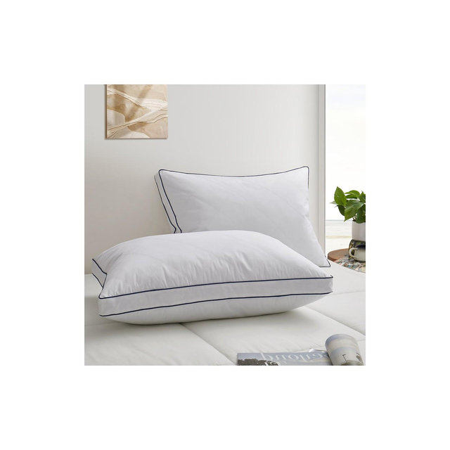 Peace Nest Quilted Cotton Goose Feather Down Pillow, Medium Support Pack of 2, Queen
