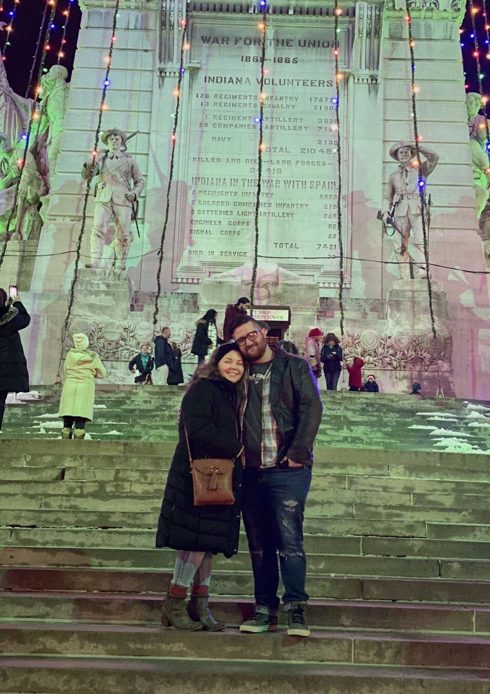 Over their first Christmas together, LB visited Joe in Indy and they went to visit the infamous Circle.  They had no idea they were photobombing a proposal until it was too late...
