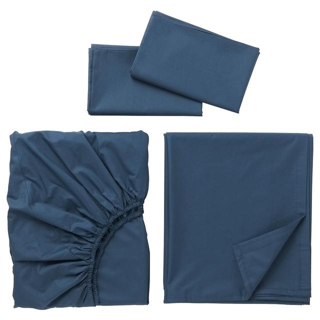 ULLVIDE                              Sheet set, dark blue, Queen
