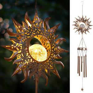 Sun Wind Chime w/Glowing Crackle Glass LED