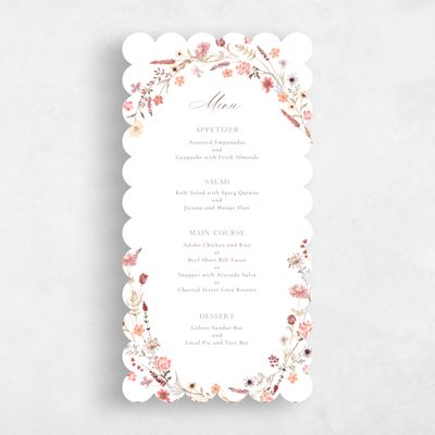 White Scalloped Wedding Menu - Lino