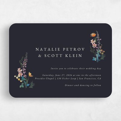 Black Rounded Wedding Invitation - Dolce Landscape