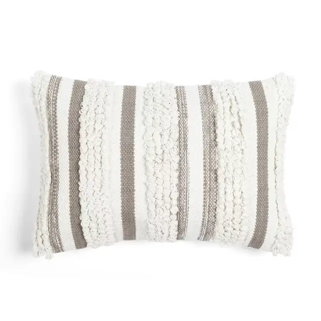 Lush Décor Bria Stripe Oblong Throw Pillow Cover in Neutral