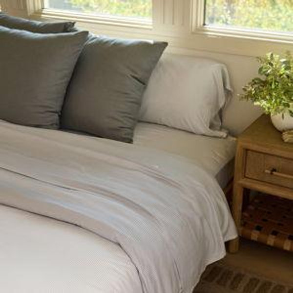 Bamboo Duvet Cover | Charcoal Pinstripe Full/Queen