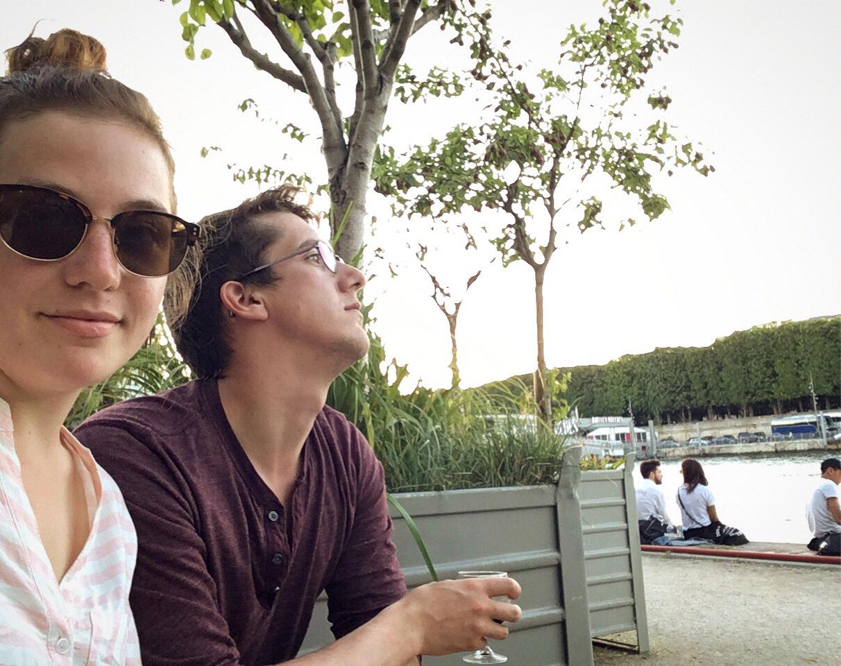 Just sipping wine and eating baguettes on the River Seine in Paris, just as the French do.