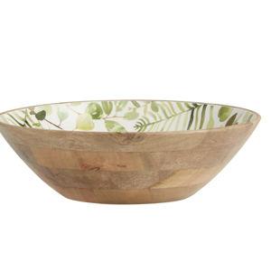 Large Green Eucalyptus Enamel Wood Serving Bowl - World Market