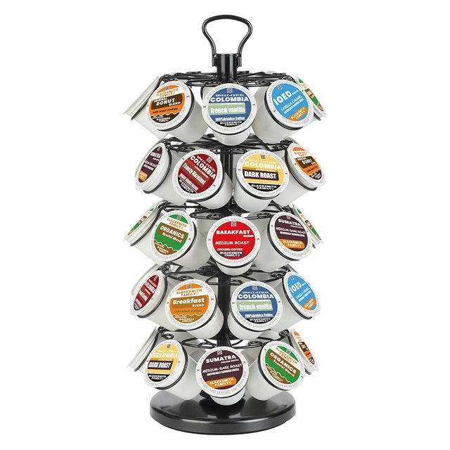 BLACKSMITH FAMILY K Cup Holders,K Cup Holder, K Cups Holder,K Cup Carousel, Coffee Pods Holder Storage Organizer Stand (Black, 40 Pods Capacity K/D Design)