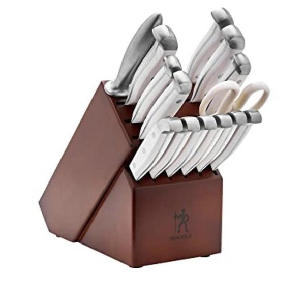 HENCKELS Statement Razor-Sharp 15-Piece White Handle Knife Set with Block, German Engineered Knife Informed by over 100 Years of Mastery