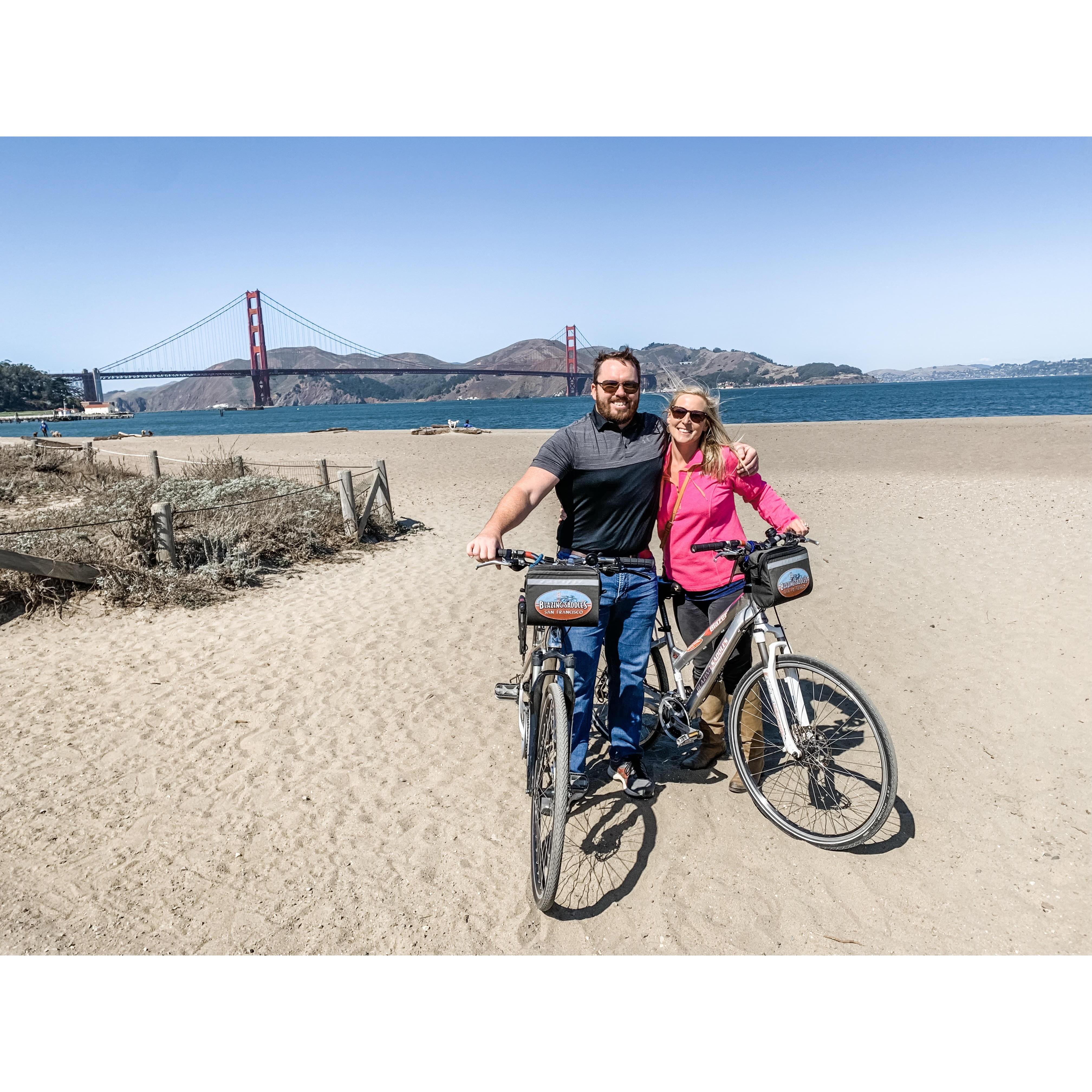 We biked from Fisherman's Wharf across the Golden Gate Bridge to Sausalito
