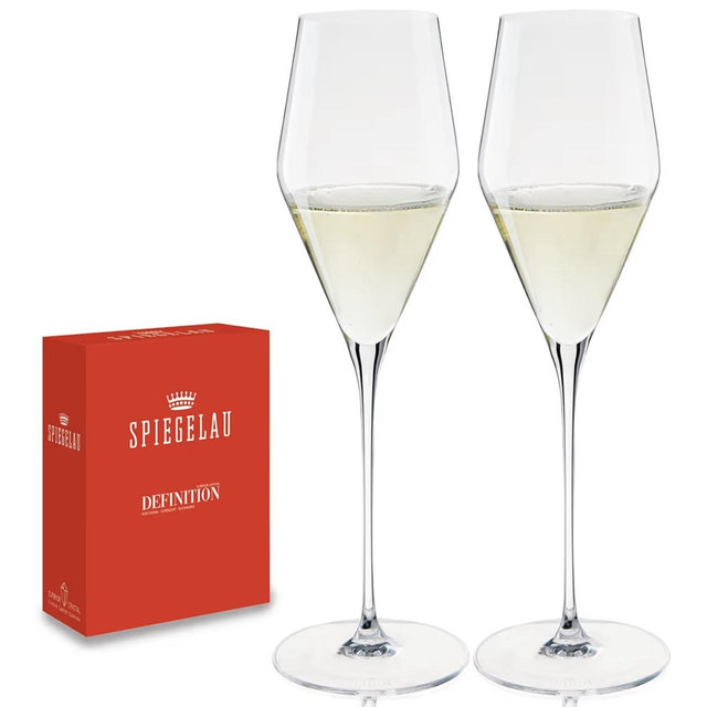 Spiegelau Definition Champagne Flutes, Elegant Crystal Champagne Glasses Gift Set, Perfect for Prosecco, Sparkling Rose, Mocktails, Home Bar Accessories, Housewarming, Wedding Gifts, 9 oz, Set of 2