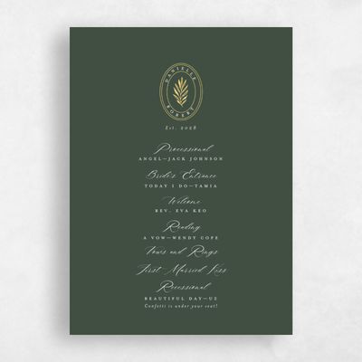 Evergreen Wedding Program - Visby Foil