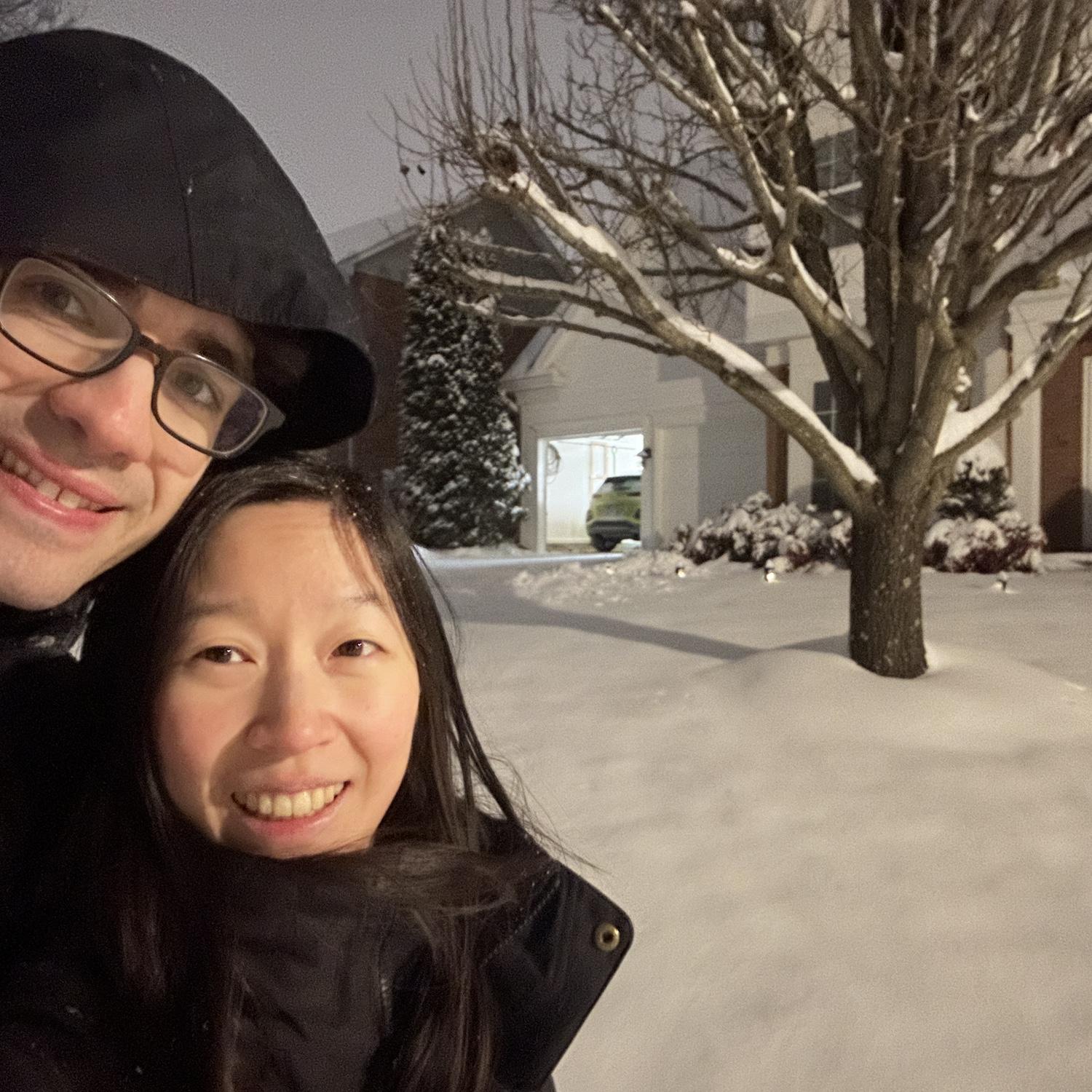 Still smiling after shoveling our long driveway