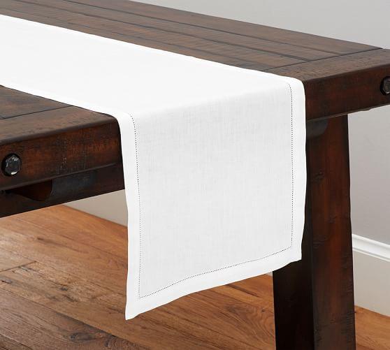 Cream Linen Hemstitch Table Runner