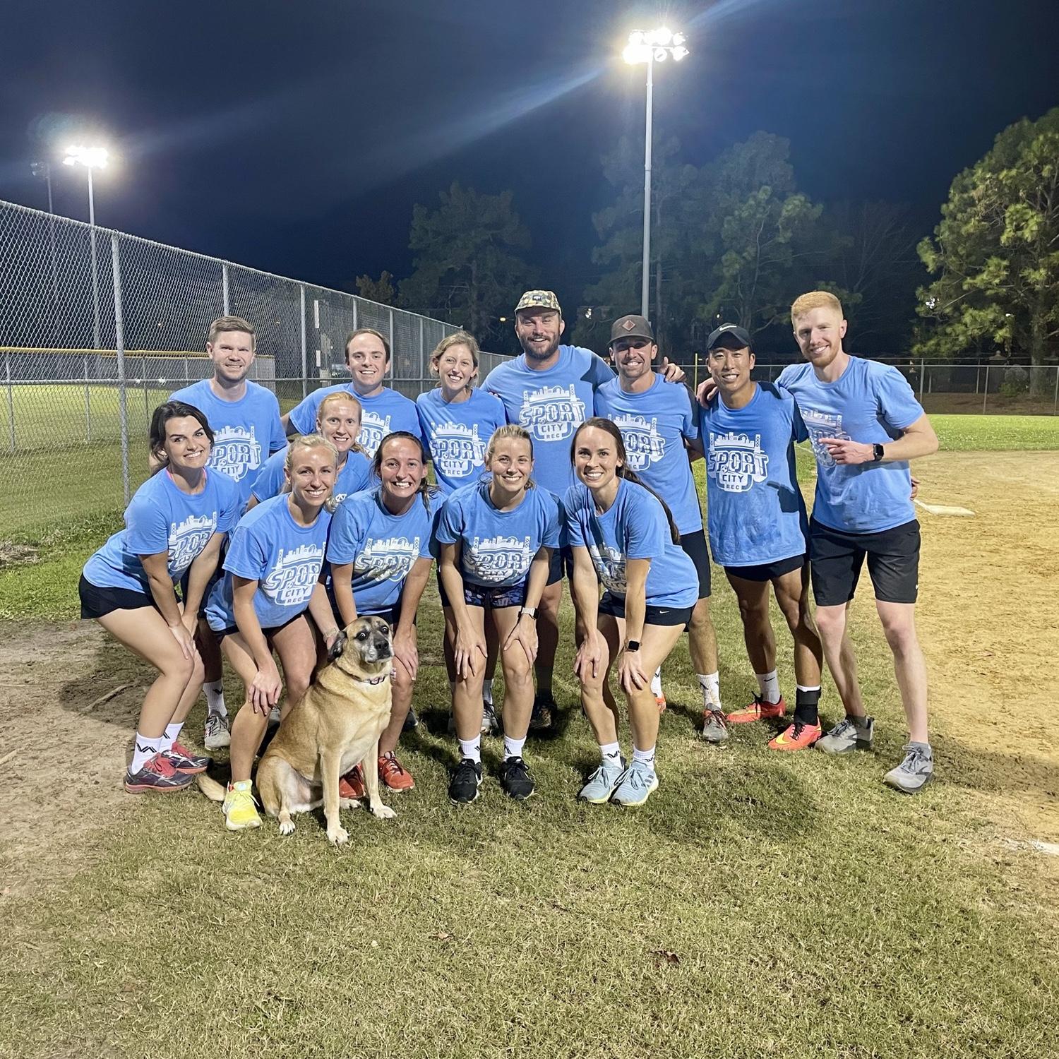 Fall 2021: we start a kickball team and won one game! Pictured: The founding Ballerz
