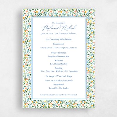 Cobalt, Blue Wedding Program - Ariella