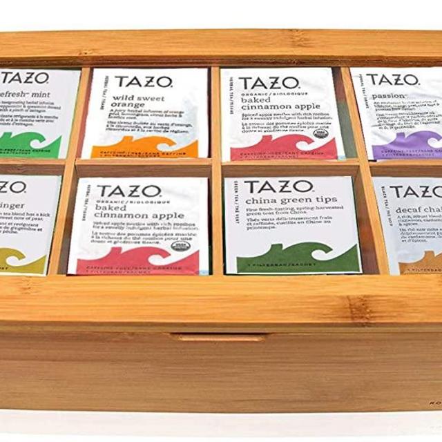 Tazo Tea Bags Sampler Assortment Gift Box - 80 Count - 14 Different Flavors Perfect Variety Pack in Bamboo Gift Box - Gift for Family, Friends, Coworkers ? Passion Fruit, Awake English Breakfast ...