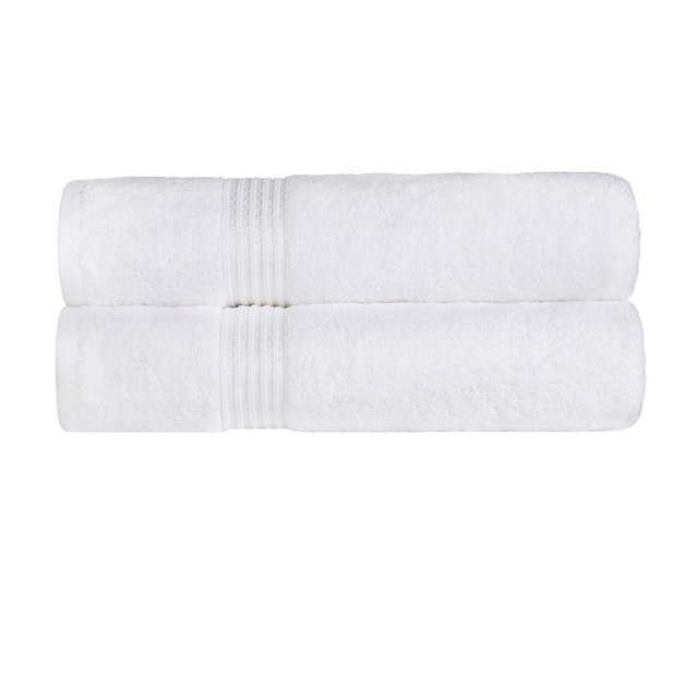 Egyptian Cotton Absorbent Luxury Heavyweight Bath Towel Set of 2, White - Blue Nile Mills