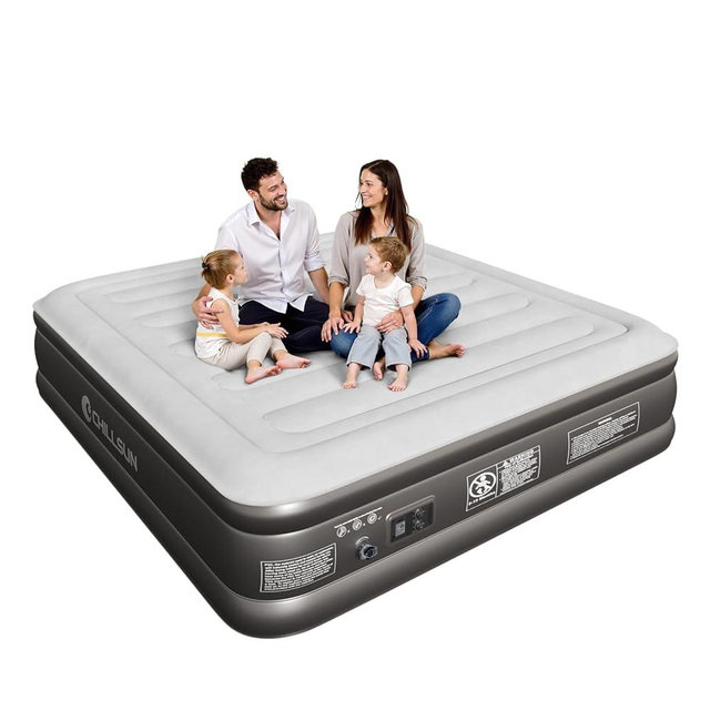 CHILLSUN 2025 Upgraded King Air Mattress with Built in Pump, 18" Raised Comfort Blow up Mattress, Luxury Air Bed Inflatable Mattress for Guests & Home, Colchones Inflables AirBed 750lbs Max
