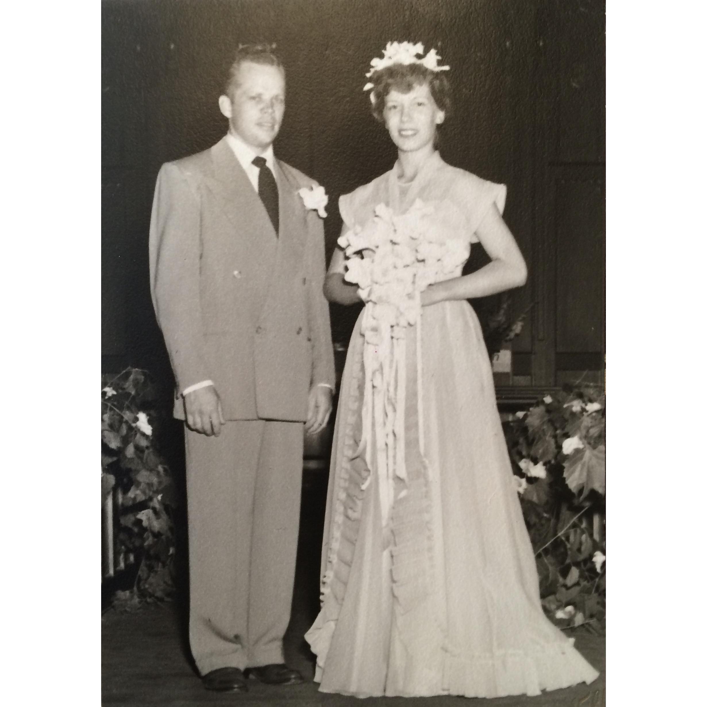 Donald Lewis Snook and Katherine Marie Cosandey, Michele’s maternal grandparents on their wedding day August 14th, 1949 in Grinnell, Iowa.