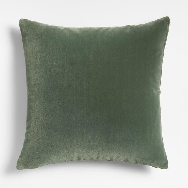 Salvia 22"x22" Green Faux Mohair Throw Pillow with Down-Alternative Insert by Athena Calderone