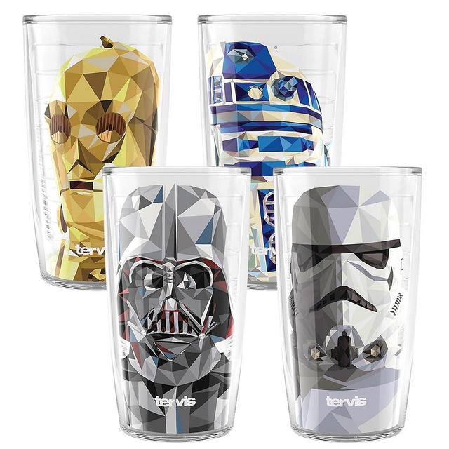 Tervis Disney Star Wars Cubed Collection Assorted Made in USA Double Walled Insulated Tumbler Travel Cup Keeps Drinks Cold & Hot, 16oz - 4pk, Classic