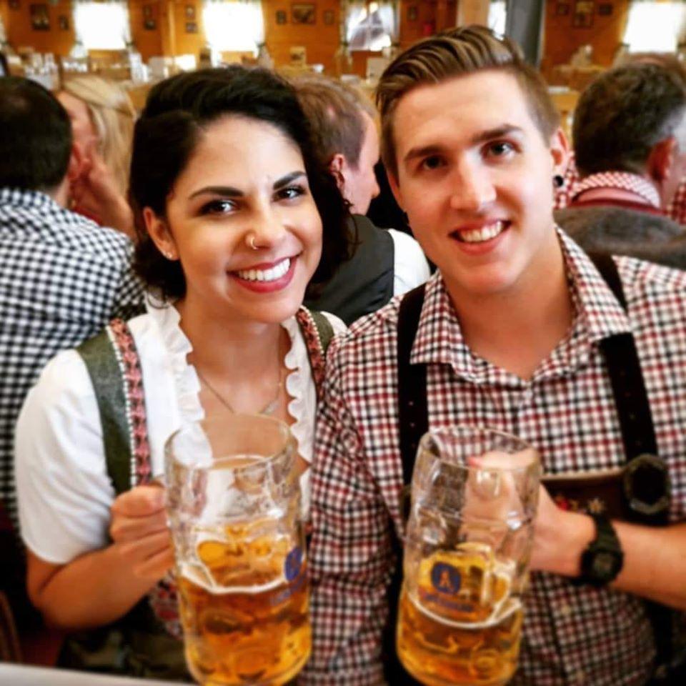 Enjoying a liter of beer at Oktoberfest in Munich, Germany in 2019