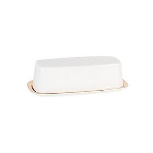 Nevaeh White by Fitz and Floyd - Nevaeh White® by Fitz and Floyd® Grand Rim Gold Covered Butter Dish