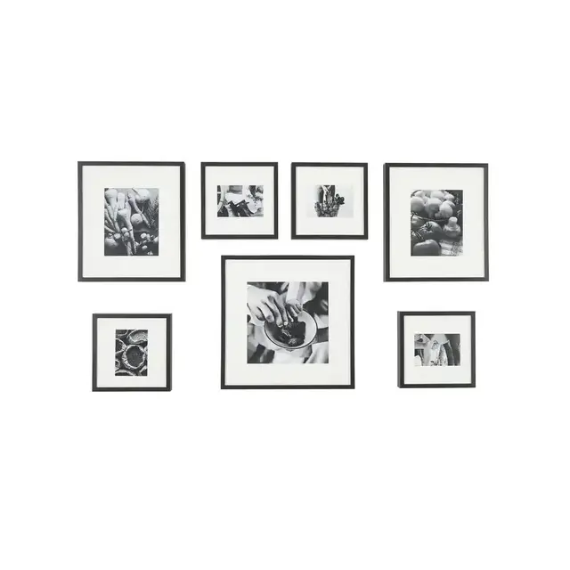 Black Frame with White Matte Gallery Wall Picture Frames (Set of 7)