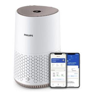 Philips Purificateur d'Air Séries 600, Ultra-silencieux et économe en énergie, éfficace contre allergies, Filtre HEPA élimine 99.97% des polluants, Jusqu'à 44m², Contrôle par App, Blanc (AC0650/10)