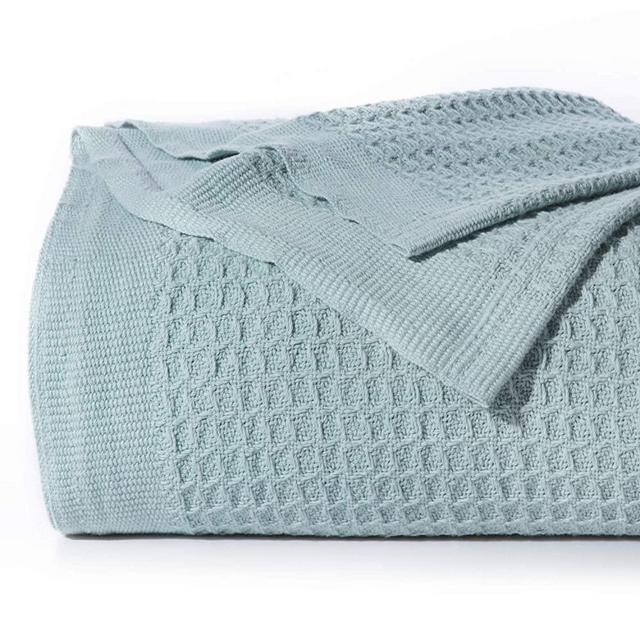 Bedsure 100% Cotton Thermal Blanket - 405GSM Soft Blanket in Waffle Weave for Home Decoration - Perfect for Layering Any Bed for All-Season - King Size (104 x 90 inches), Mint