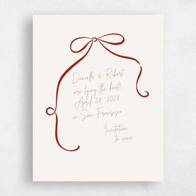 Dark Red Wedding Save the Date - Cosette Portrait