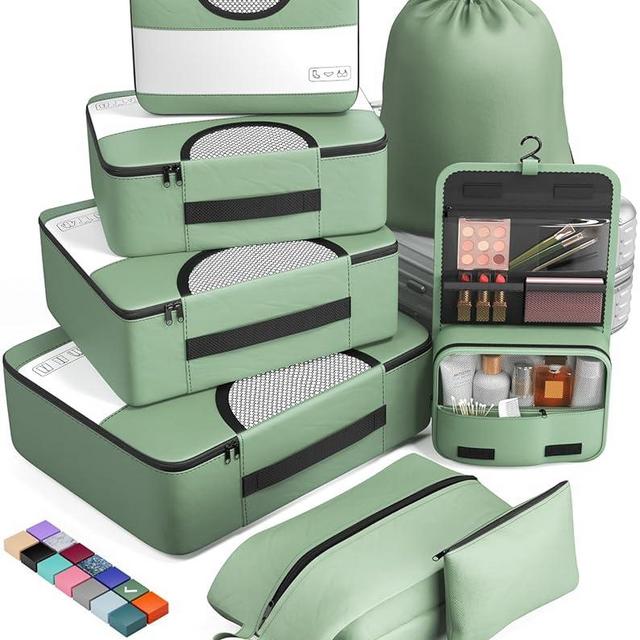 Veken 8 Set Packing Cubes for Suitcases, Travel Essentials Bag Organizers for Carry on, Luggage Organizer Bags Set for Travel Accessories in 4 Sizes (Extra Large, Large, Medium, Small), Green Matcha