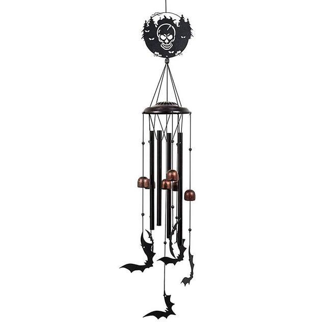Monsiter QE Wind Chimes Outdoor Large Windchime with 4 Aluminum Tubes Unique Bat Wind Chime for Garden Patio Decor-Black