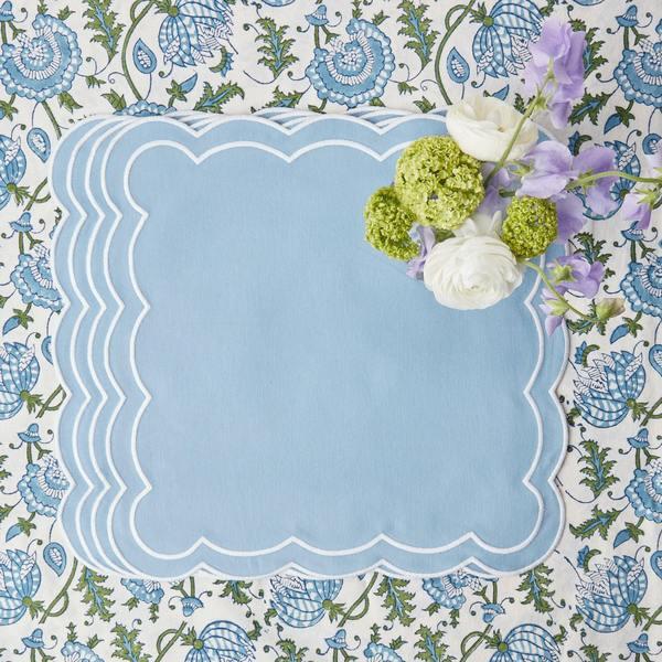 Betty Blue Embroidered Placemats (Set of 4)