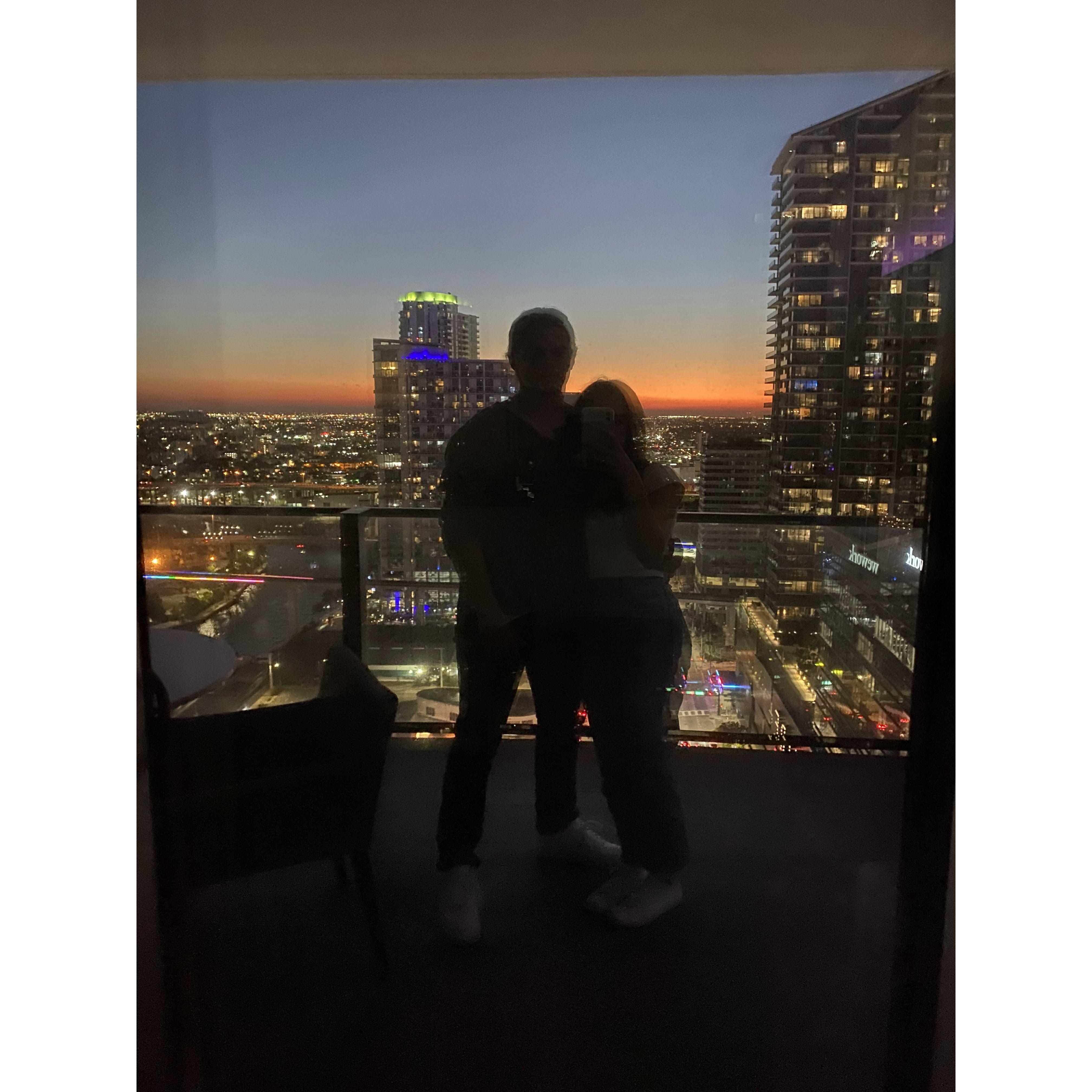 Brickell date! We visited Jame's parents and took this picture on the balcony.