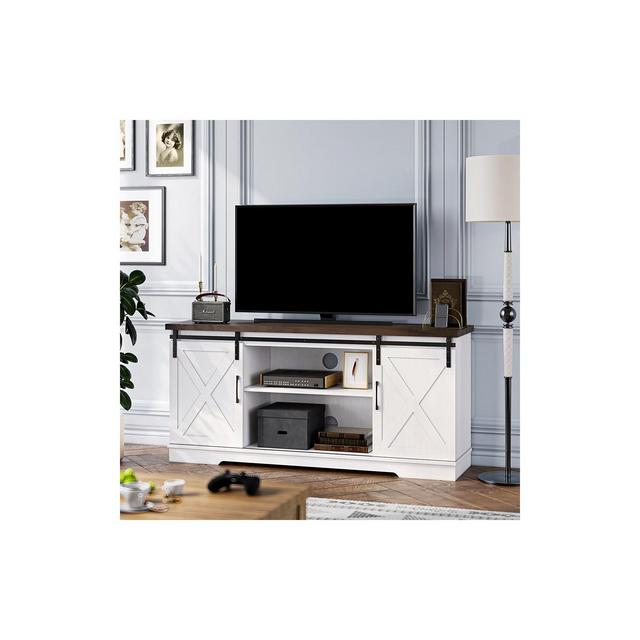 TV Stand for 65 Inch, Entertainment Center Farmhouse TV & Media Furniture Rustic TV Stands with Storage Living Room Barn Doors TV Console Table