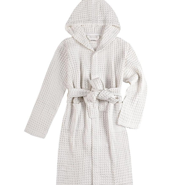 KOSMU Luxury Hotel & Spa Silk-infused Japanese Cotton Waffle Unisex Hooded Bathrobe