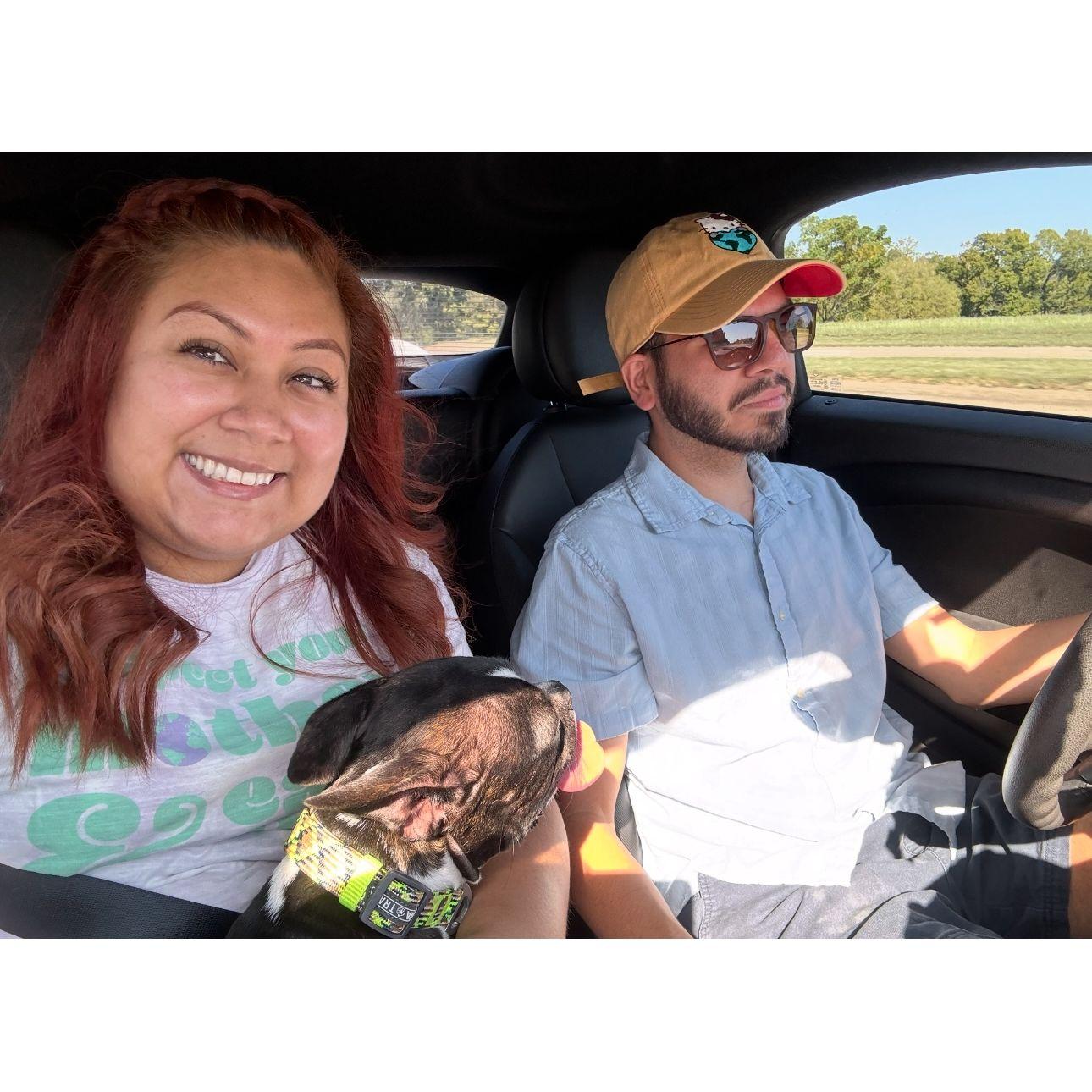 On our way to San Antonio to visit Josef's parents with Bunny!