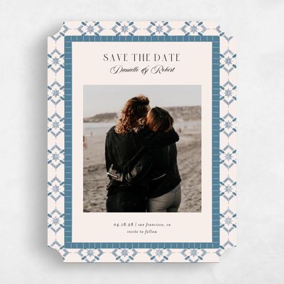 Beige Ticket Wedding Save the Date - Anafi Photo