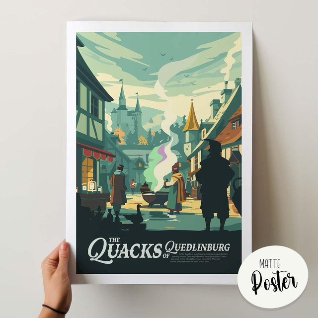 Unofficial QUACKS OF QUEDLINBURG - Inspired Poster / Retro Board Game Poster & Wall Art Print / Fantasy, Roleplaying Game / Home Decor Gift