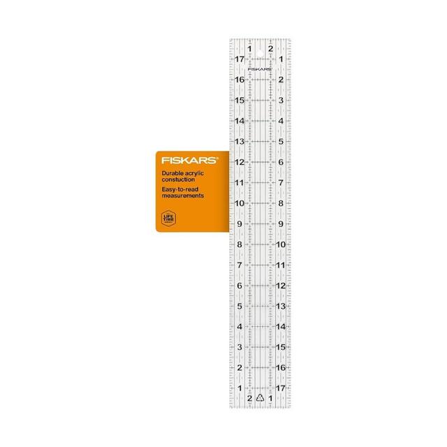 Fiskars Sewing Ruler, 3" x 18" Acrylic Ruler with Gridlines, Sewing and Quilting Supplies, Arts and Craft Supplies, Clear