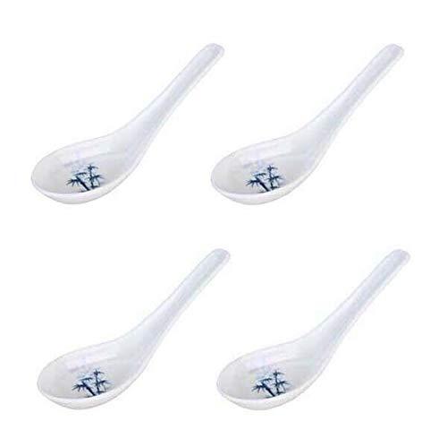 JapanBargain 2323x4, Set of 4 Soup Spoons Chinese Wonton Soup Spoons Japanese Miso Soup Spoons Rice Spoons Pho Spoons Soba Spoons 5 inch, White Bamboo