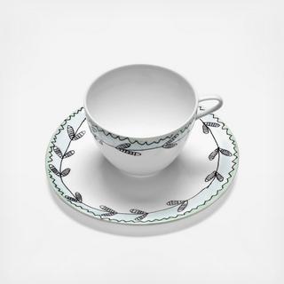 Midnight Flowers Blossom Cappuccino Cup + Saucer by Marni, Set of 2