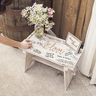 Love Rustic Wooden Guestbook Bench