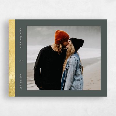 Green Typography Wedding Save the Date - Jules Photo Foil