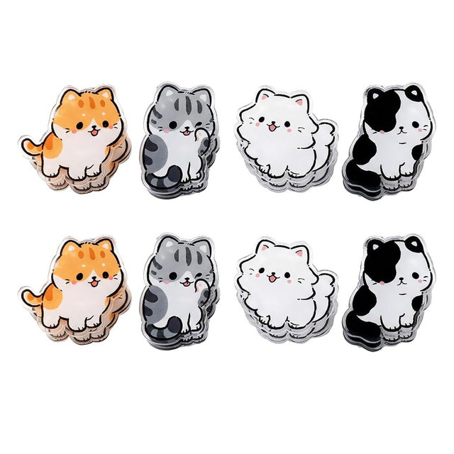 8 Packs Cute Chip Clips Set,Funny Animal Shaped Chip Sealing Clips,Snack Bag Clip for Food Storage,Acrylic Snack Bag Tight Sealing Sealer,for Kitchen Snacks and Food Storage (Cat)
