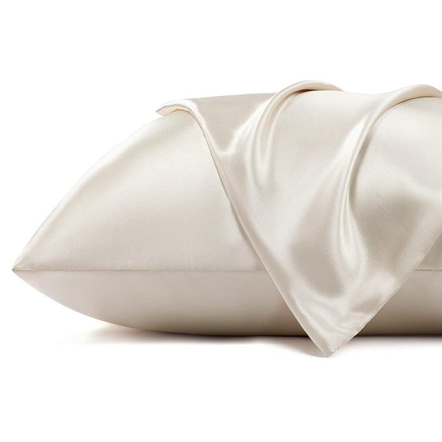 Bedsure Satin Pillowcase for Hair and Skin - Beige King Size Cooling Pillow Cases Set of 2, Silky & Super Soft Satin Pillow Covers with Zipper, Gifts for Her or Him, 20x36 Inches